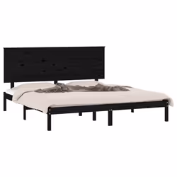 vidaXL Giroletto Nero in Legno Massello di Pino 200x200 cm - Vista aggiuntiva 3