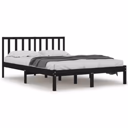 vidaXL Giroletto Nero in Legno Massello di Pino 140x190 cm - Vista aggiuntiva 2