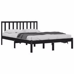 vidaXL Giroletto Nero in Legno Massello di Pino 140x190 cm - Vista aggiuntiva 3