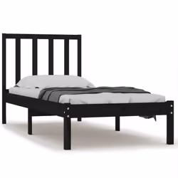 vidaXL Giroletto in Legno Massello Nero 75x190 cm Small Single - Vista aggiuntiva 2