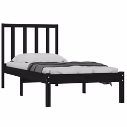 vidaXL Giroletto in Legno Massello Nero 75x190 cm Small Single - Vista aggiuntiva 3