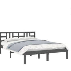 Giroletto Grigio in Legno Massello 135x190 cm Double Vidaxl