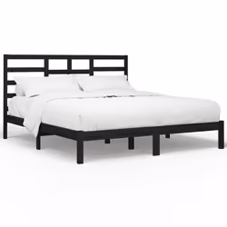 vidaXL Giroletto Nero in Legno Massello 200x200 cm - Vista aggiuntiva 2