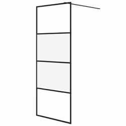 vidaXL Parete Doccia Walk in Nera 80x195 cm Vetro Semi Smerigliato ESG - Vista aggiuntiva 2