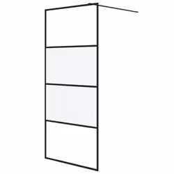 vidaXL Parete Doccia Walk in Nera 90x195 cm Vetro Semi Smerigliato ESG - Vista aggiuntiva 2