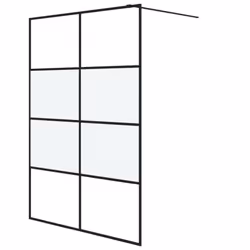 vidaXL Parete Doccia Walk in Nera 140x195cm Vetro Semi Smerigliato ESG - Vista aggiuntiva 2