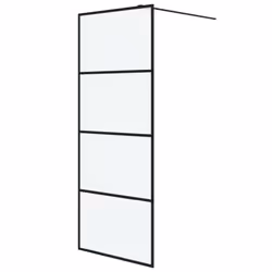 vidaXL Parete Doccia Walk in Nera 80x195 cm Vetro Smerigliato ESG - Vista aggiuntiva 2