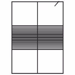 vidaXL Parete Doccia Walk in Nero 140x195 cm Vetro Trasparente ESG - Vista aggiuntiva 3