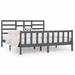 vidaXL Giroletto Grigio in Legno Massello di Pino 200x200 cm - Vista aggiuntiva 2