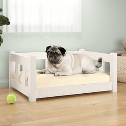 Letto per Cani, Cuccia per Cani Bianca 65,5x50,5x28 cm Legno Massello di Pino vidaXL 3664