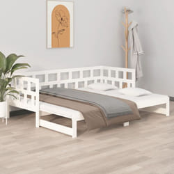 Letto matrimoniale, Dormeuse Estraibile Bianca Legno Massello di Pino 2x(90x200) cm Vidaxl