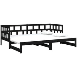 Dormeuse Estraibile Nera in Legno Massello di Pino 2x(90x200)cm Vidaxl