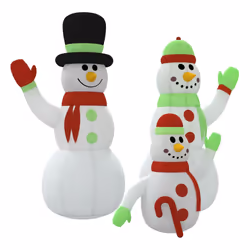 vidaXL Famiglia Pupazzi di Neve Gonfiabili con LED 360 cm - Vista aggiuntiva 2