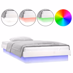 vidaXL Giroletto LED Bianco 75x190 cm Small Single Legno Massello - Vista aggiuntiva 2