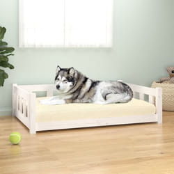 Letto per Cani, Cuccia per Cani Bianca 105,5x75,5x28 cm Legno Massello di Pino Vidaxl 6060