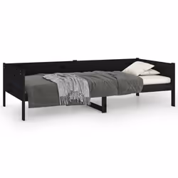 vidaXL Dormeuse Nera in Legno Massello di Pino 90x190 cm - Vista aggiuntiva 2