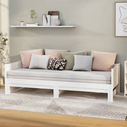 Letto matrimoniale, Dormeuse Estraibile Bianca Legno Massello di Pino 2x(80x200) cm Vidaxl