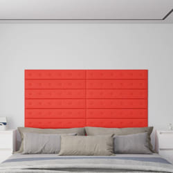 12 pz Pannelli Murali, Pannelli a Parete Rossi 90x15 cm in Similpelle 1, 62 m² Vidaxl