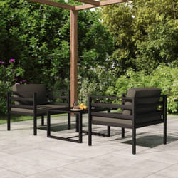 Set Divani da Giardino 3 pz con Cuscini in Alluminio Antracite Vidaxl