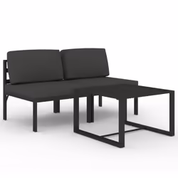 vidaXL Set Divani da Giardino 3 pz con Cuscini in Alluminio Antracite - Vista aggiuntiva 2