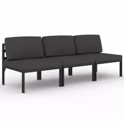 vidaXL Divano da Giardino a 3 Posti con Cuscini in Alluminio Antracite - Vista aggiuntiva 2