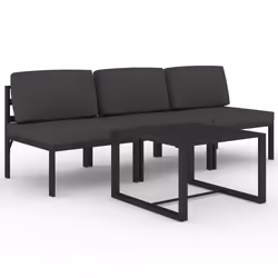 vidaXL Set Divani da Giardino 4 pz con Cuscini in Alluminio Antracite - Vista aggiuntiva 2