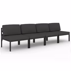 vidaXL Divano da Giardino a 4 Posti con Cuscini in Alluminio Antracite - Vista aggiuntiva 2