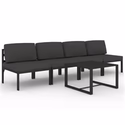 vidaXL Set Divani da Giardino 5 pz con Cuscini in Alluminio Antracite - Vista aggiuntiva 2