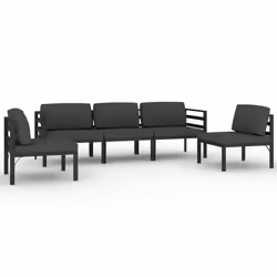 vidaXL Set Divani da Giardino 5 pz con Cuscini in Alluminio Antracite - Vista aggiuntiva 2