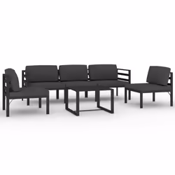 vidaXL Set Divani da Giardino 6 pz con Cuscini in Alluminio Antracite - Vista aggiuntiva 2