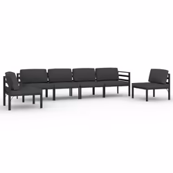vidaXL Set Divani da Giardino 6 pz con Cuscini in Alluminio Antracite - Vista aggiuntiva 2