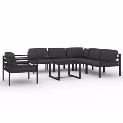 vidaXL Set Divani da Giardino 7 pz con Cuscini in Alluminio Antracite - Vista aggiuntiva 2