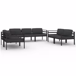 Set Divani da Giardino 7 pz con Cuscini in Alluminio Antracitecod mxl 121502 - Vista aggiuntiva 2
