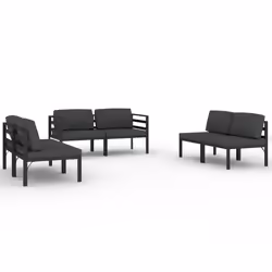 vidaXL Set Divani da Giardino 6 pz con Cuscini in Alluminio Antracite - Vista aggiuntiva 2