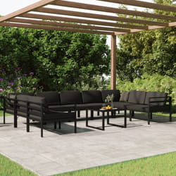 Set Divani da Giardino 10 pz con Cuscini in Alluminio Antracite Vidaxl