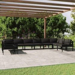 vidaXL Set Divani da Giardino 10 pz con Cuscini in Alluminio Antracite