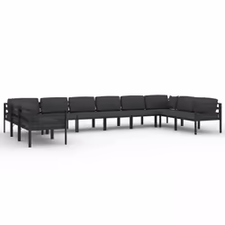 vidaXL Set Divani da Giardino 10 pz con Cuscini in Alluminio Antracite - Vista aggiuntiva 2