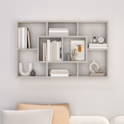 vidaXL Mensola a Muro Grigio Cemento 85x16x52,5cm in Legno Multistrato - Vista aggiuntiva 3