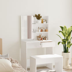 vidaXL Toeletta con Specchio Bianco 74,5x40x141 cm