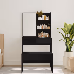 vidaXL Toeletta con Specchio Nero 74,5x40x141 cm - Vista aggiuntiva 3
