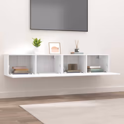 vidaXL Mobili TV 2 pz Bianchi 80x30x30 cm in Legno Multistrato - Vista aggiuntiva 3