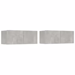 vidaXL Mobili TV 2 pz Grigio Cemento 80x30x30 cm in Legno Multistrato - Vista aggiuntiva 2