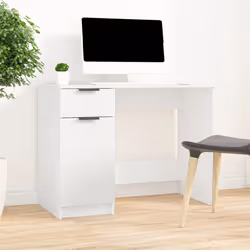 vidaXL Scrivania Bianca 100x50x75 cm in Legno Multistrato - Vista aggiuntiva 3