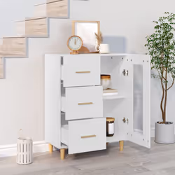 vidaXL Credenza Bianca 69,5x34x90 cm in Legno Multistrato - Vista aggiuntiva 3