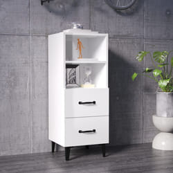 vidaXL Credenza 34,5x34x90 cm in Legno Multistrato Bianco Lucido