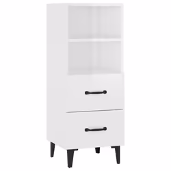 vidaXL Credenza 34,5x34x90 cm in Legno Multistrato Bianco Lucido - Vista aggiuntiva 2