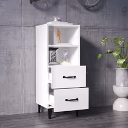 vidaXL Credenza 34,5x34x90 cm in Legno Multistrato Bianco Lucido - Vista aggiuntiva 3