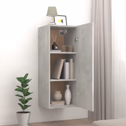vidaXL Armadietto a Muro Grigio Cemento 34,5x34x90cm Legno Multistrato - Vista aggiuntiva 3
