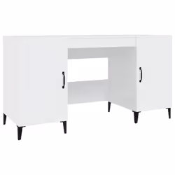 vidaXL Scrivania Bianco Lucido 140x50x75 cm in Legno Multistrato - Vista aggiuntiva 2