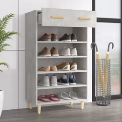 vidaXL Scarpiera Grigio Cemento 60x35x105 cm in Legno Multistrato - Vista aggiuntiva 3